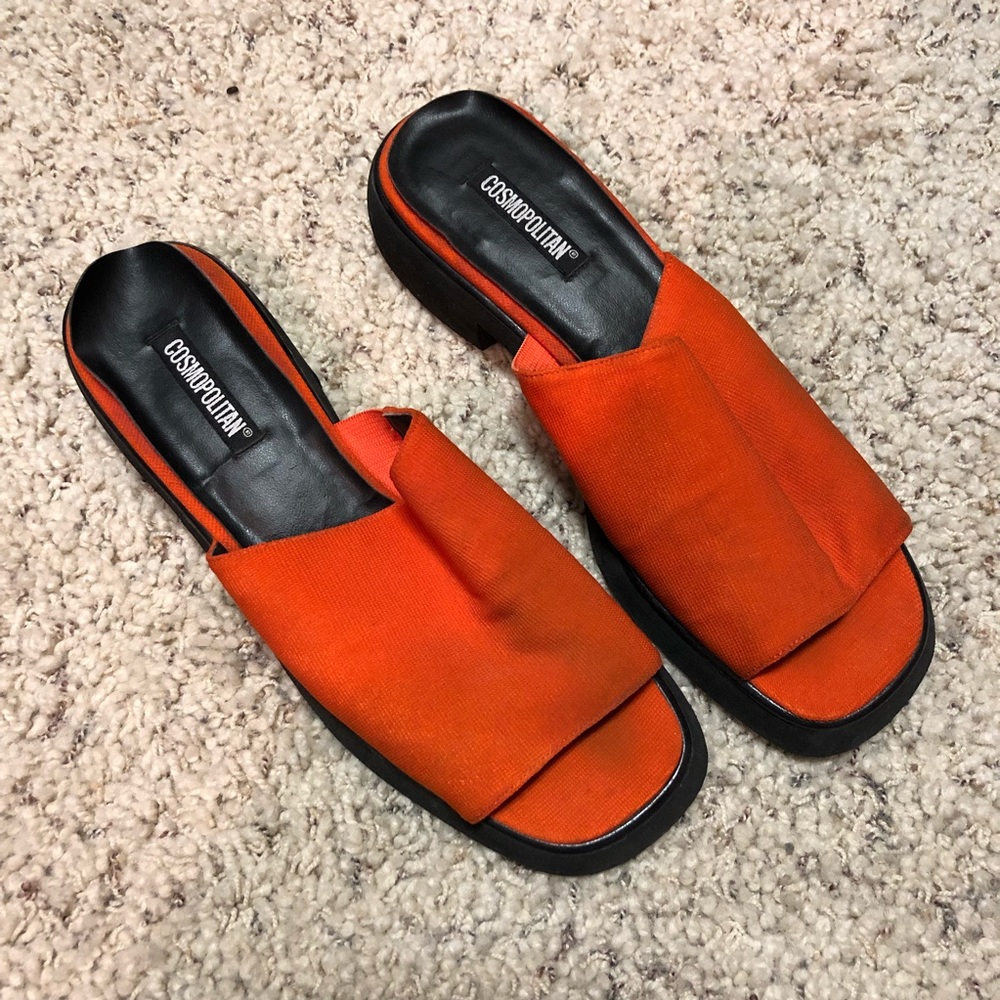 Bright orange 90s platform sandals